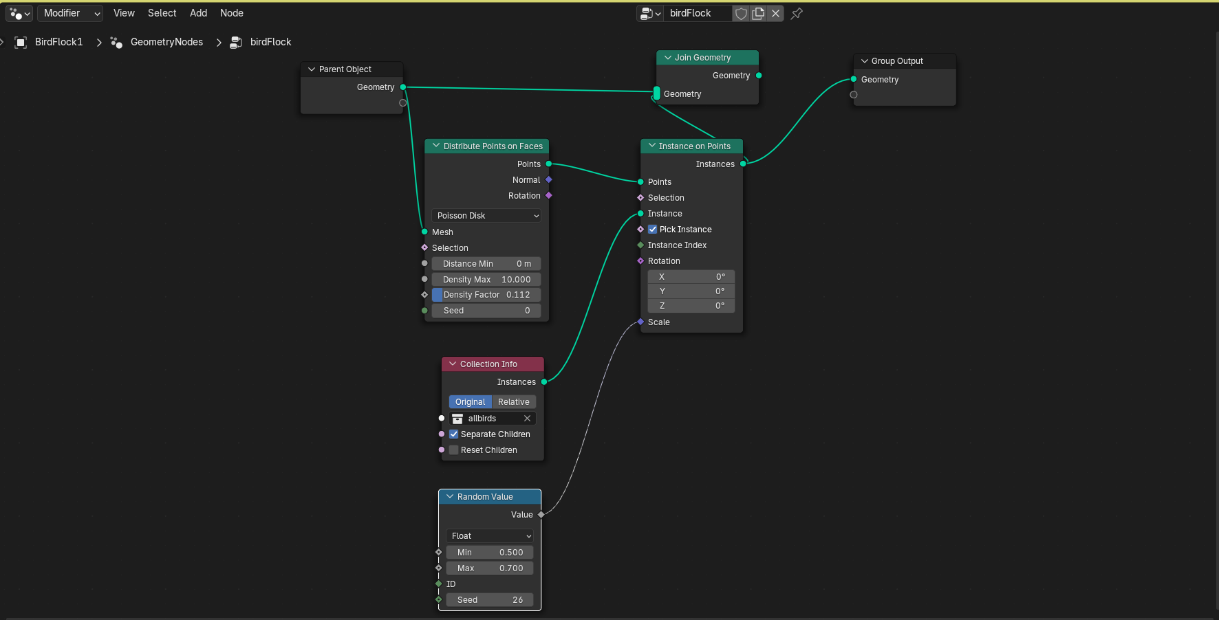 BirdFlock Geometry node